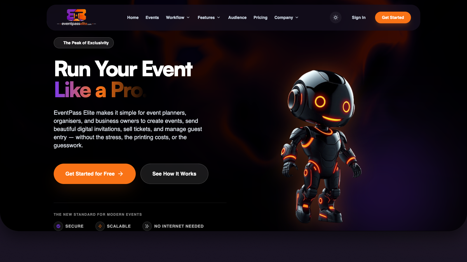 EventPass Elite event platform homepage
