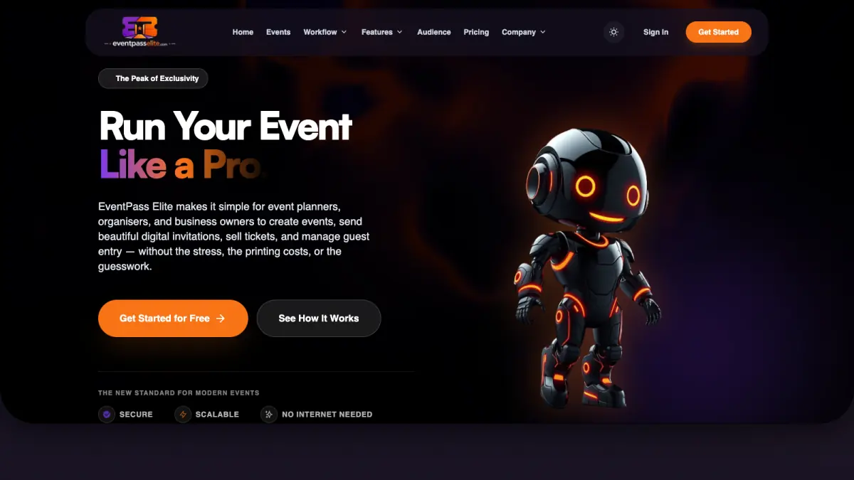 EventPass Elite event platform homepage